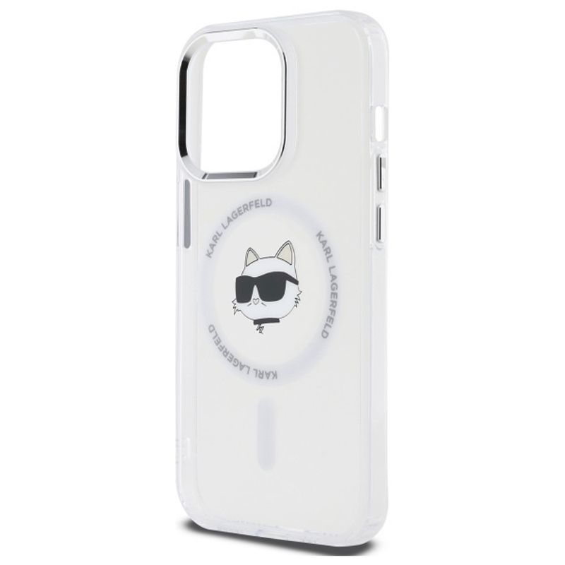 Laptop, Telefoane si Tablete - Telefoane mobile si accesorii - Accesorii Telefoane - Huse telefoane - Husa pentru iPhone 13 Pro - Karl Lagerfeld IML MagSafe (KLHMP13LHLSCHH) - Alb Metal Choupette`s Head - Infinity.ro