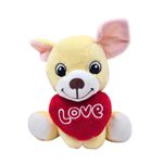 Jucarii, Copii si Bebe - Jucarii si jocuri - Jucarii de plus - Jucarie din plus, catelus cu inimioara, culoarea galben, 15 cm - Infinity.ro