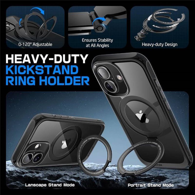 Laptop, Telefoane si Tablete - Telefoane mobile si accesorii - Accesorii Telefoane - Huse telefoane - Husa pentru iPhone 16 Pro - Supcase Unicorn Beetle MagStand - Frost Negru - Infinity.ro