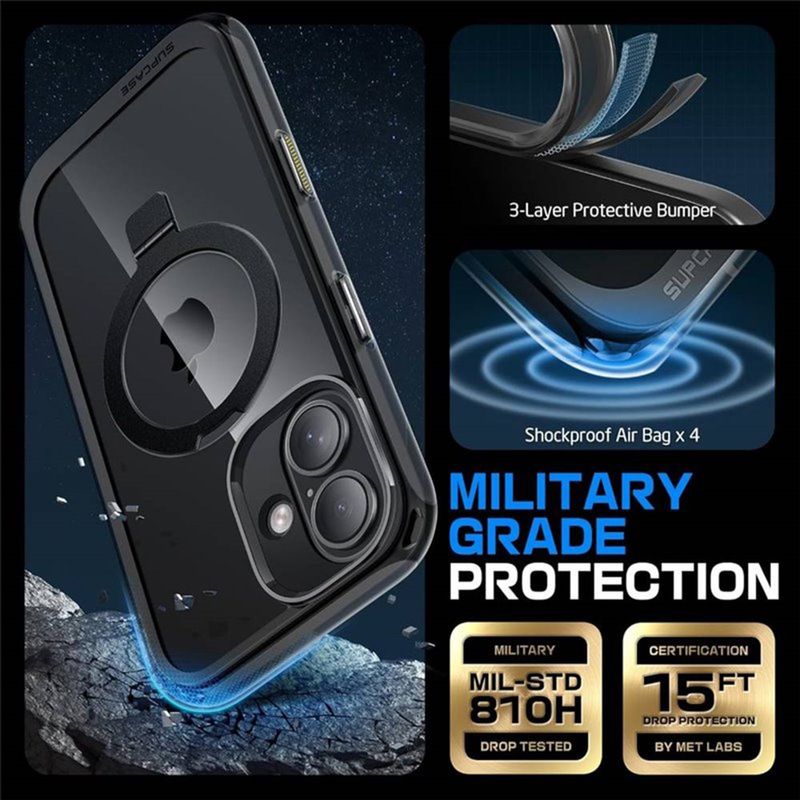 Laptop, Telefoane si Tablete - Telefoane mobile si accesorii - Accesorii Telefoane - Huse telefoane - Husa pentru iPhone 16 Pro - Supcase Unicorn Beetle MagStand - Frost Negru - Infinity.ro