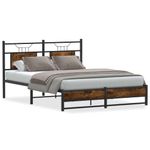 Casa si Gradina - Mobilier - Paturi si accesorii - Paturi - Cadru pat fara saltea stejar afumat, 140x190 cm, lemn prelucrat - Infinity.ro