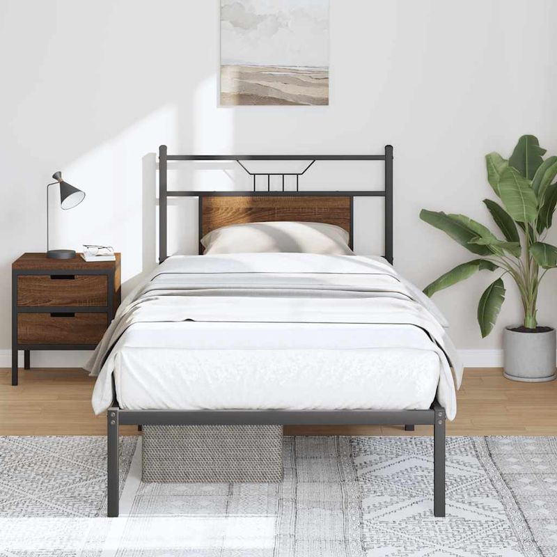 Casa si Gradina - Mobilier - Paturi si accesorii - Paturi - Cadru pat fara saltea stejar maro, 90x190 cm, lemn prelucrat - Infinity.ro