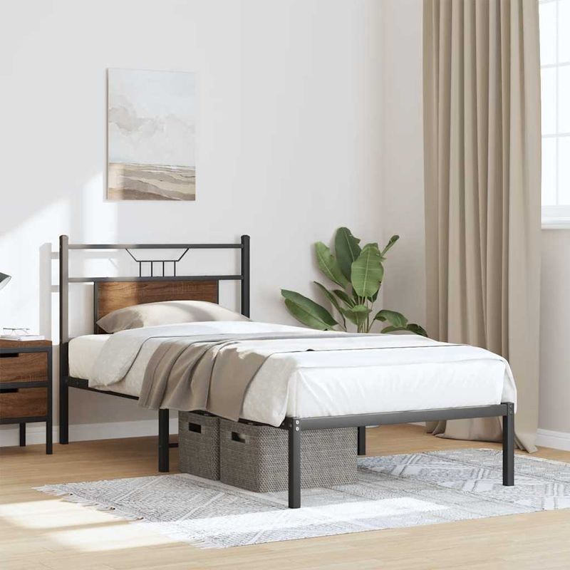 Casa si Gradina - Mobilier - Paturi si accesorii - Paturi - Cadru pat fara saltea stejar maro, 90x190 cm, lemn prelucrat - Infinity.ro