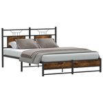 Casa si Gradina - Mobilier - Paturi si accesorii - Paturi - Cadru pat fara saltea stejar afumat, 140x190 cm, lemn prelucrat - Infinity.ro