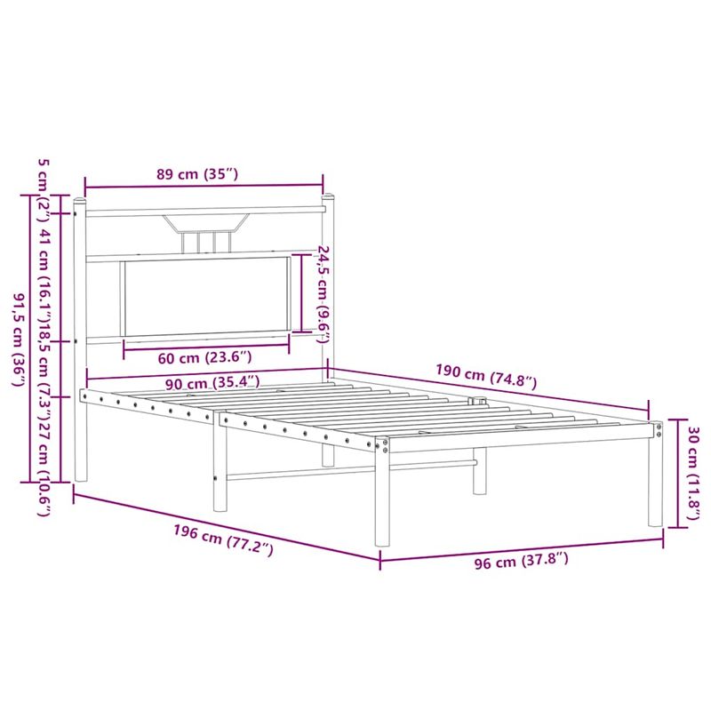 Casa si Gradina - Mobilier - Paturi si accesorii - Paturi - Cadru pat fara saltea stejar maro, 90x190 cm, lemn prelucrat - Infinity.ro