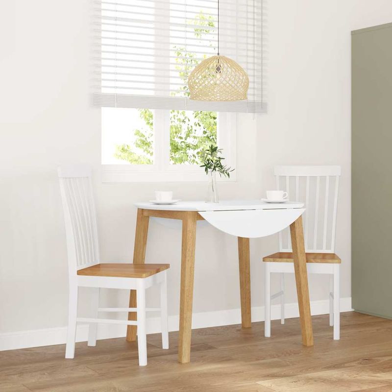 Casa si Gradina/Mobilier/Scaune si fotolii/Scaune - Scaune de sufragerie 2 buc Cauciuc din lemn masiv alb - Infinity.ro
