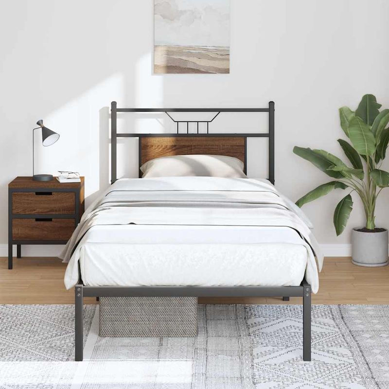Casa si Gradina - Mobilier - Paturi si accesorii - Paturi - Cadru pat fara saltea, stejar maro 75x190 cm lemn prelucrat - Infinity.ro