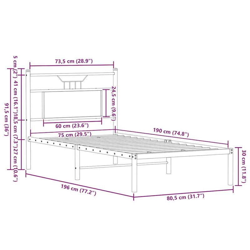 Casa si Gradina - Mobilier - Paturi si accesorii - Paturi - Cadru pat fara saltea, stejar maro 75x190 cm lemn prelucrat - Infinity.ro