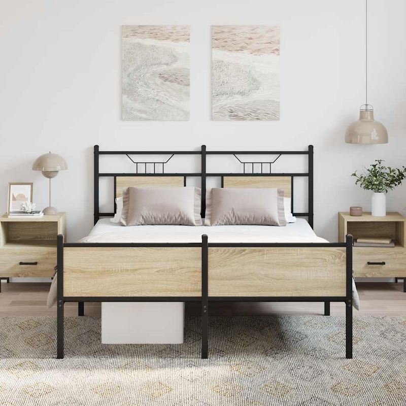 Casa si Gradina - Mobilier - Paturi si accesorii - Paturi - Cadru pat fara saltea stejar sonoma 140x200 cm lemn prelucrat - Infinity.ro