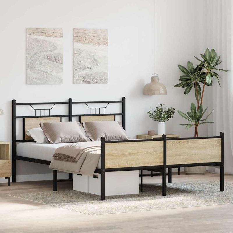 Casa si Gradina - Mobilier - Paturi si accesorii - Paturi - Cadru pat fara saltea stejar sonoma 140x200 cm lemn prelucrat - Infinity.ro