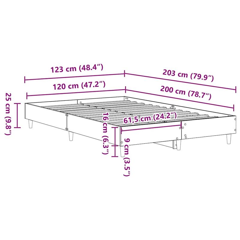 Casa si Gradina - Mobilier - Paturi si accesorii - Paturi - Cadru pat fara saltea Lemn vechi 120x200 cm Lemn prelucrat - Infinity.ro