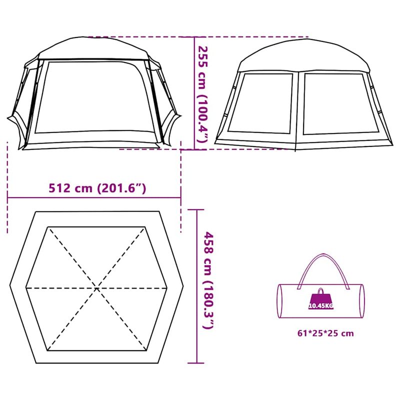 Sport si Outdoor - Camping - Corturi camping - Cort piscina cu pereti detasabili cu acoperis și plasa Verde mare, mărime 512x458 cm - Infinity.ro