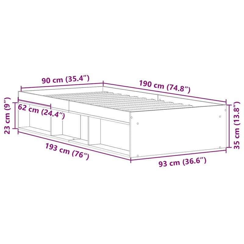 Casa si Gradina - Mobilier - Paturi si accesorii - Paturi - Cadru de pat fara saltea Stejar Artisan 90x190cm Lemn prelucrat - Infinity.ro