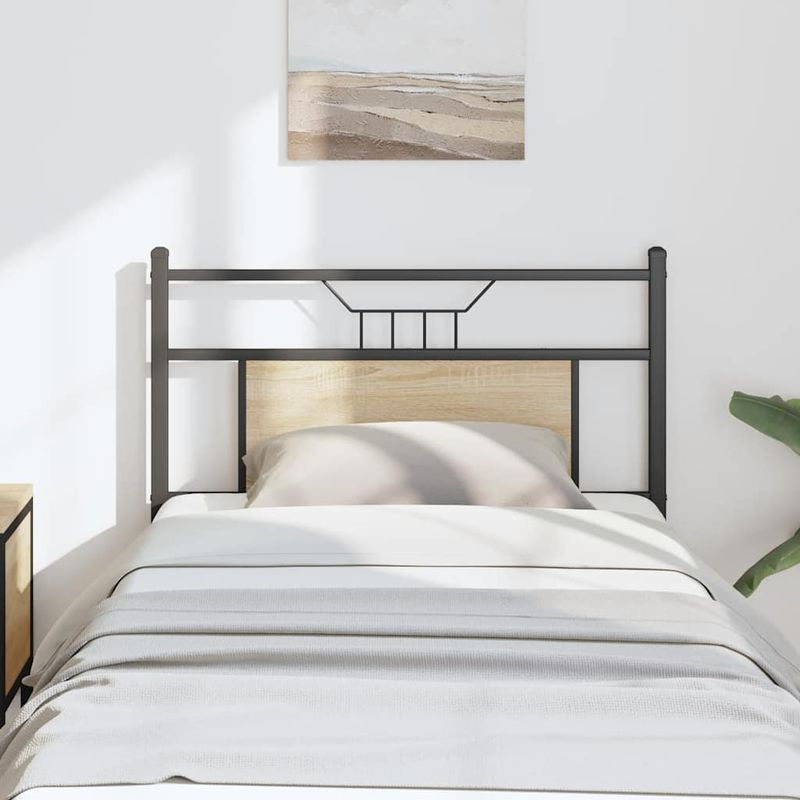 Casa si Gradina - Mobilier - Paturi si accesorii - Accesorii paturi - Tablie de pat din Stejar Sonoma 80 cm lemn si otel - Infinity.ro