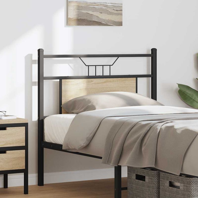 Casa si Gradina - Mobilier - Paturi si accesorii - Accesorii paturi - Tablie de pat din Stejar Sonoma 80 cm lemn si otel - Infinity.ro