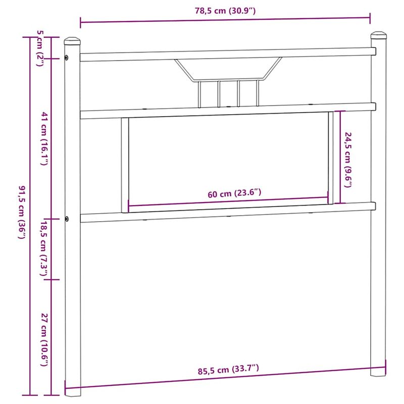 Casa si Gradina - Mobilier - Paturi si accesorii - Accesorii paturi - Tablie de pat din Stejar Sonoma 80 cm lemn si otel - Infinity.ro