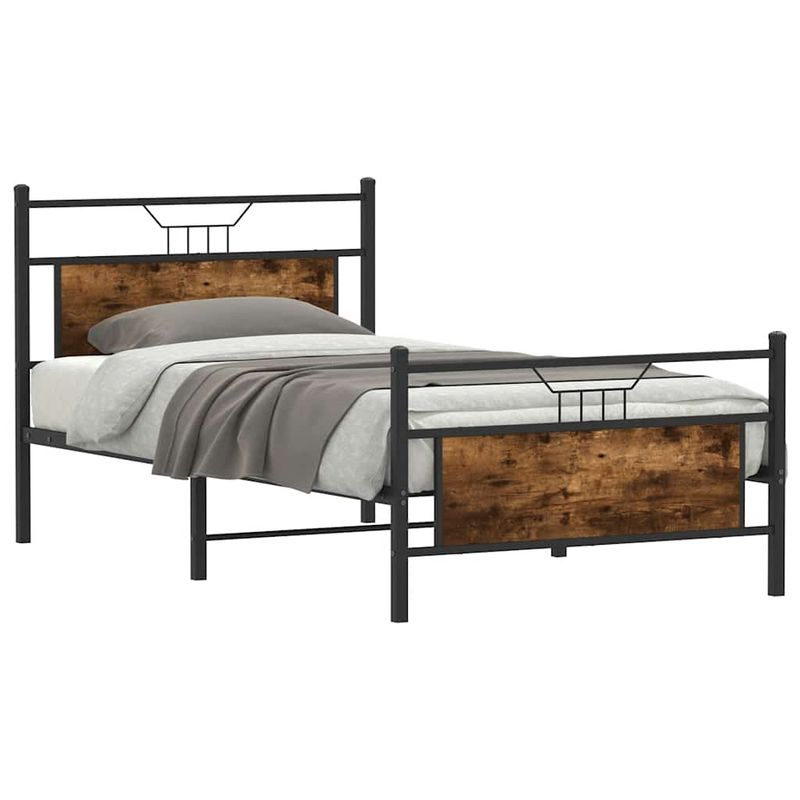 Casa si Gradina - Mobilier - Paturi si accesorii - Paturi - Cadru pat fara saltea stejar fumuriu 100x200 cm lemn prelucrat - Infinity.ro
