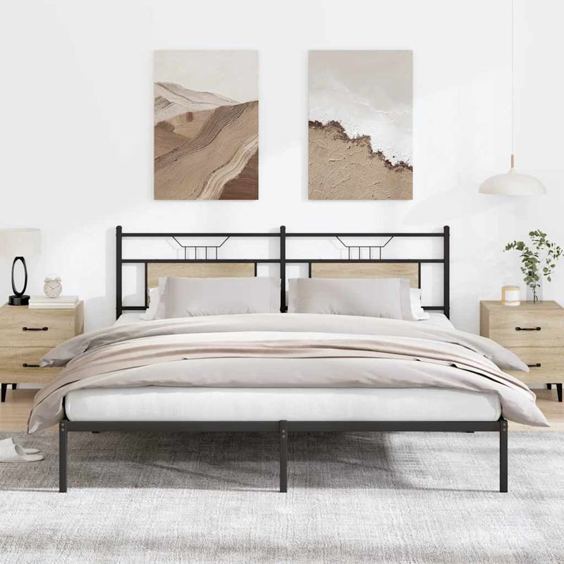 Casa si Gradina - Mobilier - Paturi si accesorii - Paturi - Cadru de pat fara saltea Stejar Sonoma 183x203cm Lemn prelucrat, model cu tăblie - Infinity.ro
