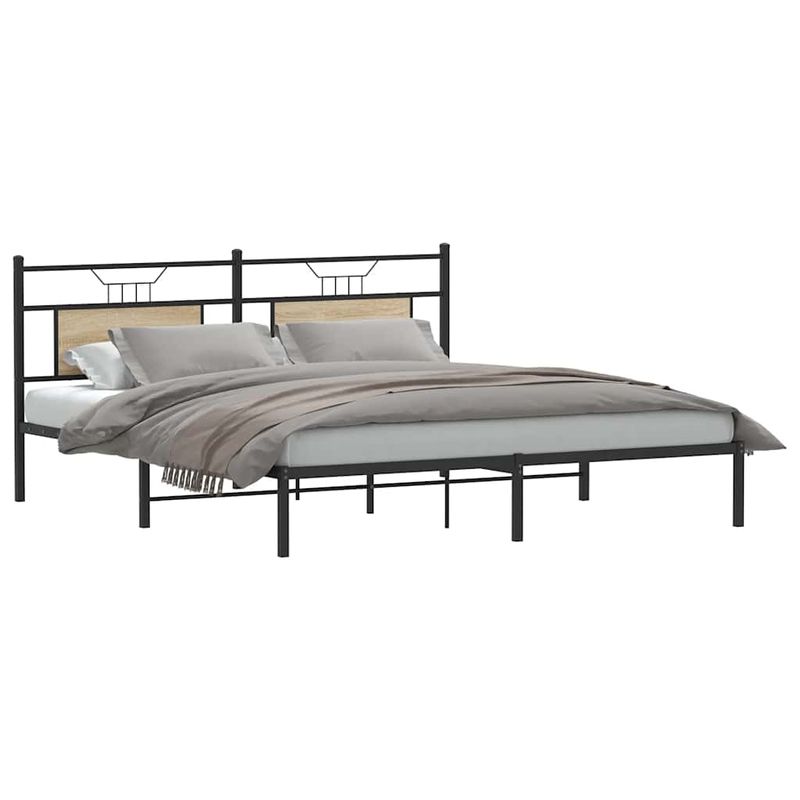 Casa si Gradina - Mobilier - Paturi si accesorii - Paturi - Cadru de pat fara saltea Stejar Sonoma 183x203cm Lemn prelucrat, model cu tăblie - Infinity.ro