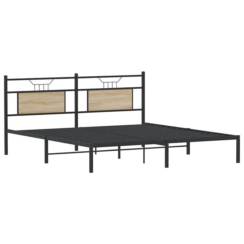 Casa si Gradina - Mobilier - Paturi si accesorii - Paturi - Cadru de pat fara saltea Stejar Sonoma 183x203cm Lemn prelucrat, model cu tăblie - Infinity.ro