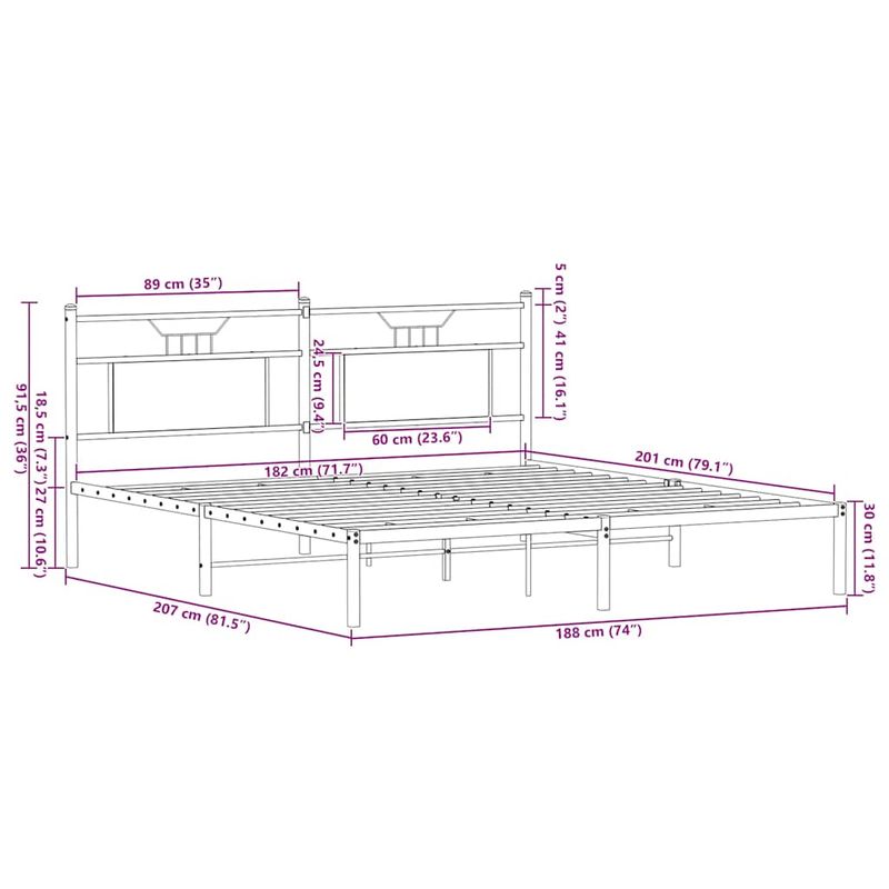 Casa si Gradina - Mobilier - Paturi si accesorii - Paturi - Cadru de pat fara saltea Stejar Sonoma 183x203cm Lemn prelucrat, model cu tăblie - Infinity.ro