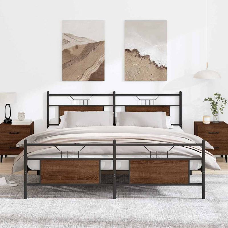 Casa si Gradina - Mobilier - Paturi si accesorii - Paturi - Cadru de pat metalic fara saltea, stejar maro, 183x213 cm - Infinity.ro