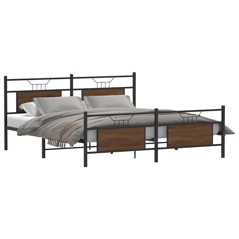 Casa si Gradina - Mobilier - Paturi si accesorii - Paturi - Cadru de pat metalic fara saltea, stejar maro, 183x213 cm - Infinity.ro