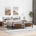Casa si Gradina - Mobilier - Paturi si accesorii - Paturi - Cadru de pat metalic fara saltea, stejar maro, 183x213 cm - Infinity.ro