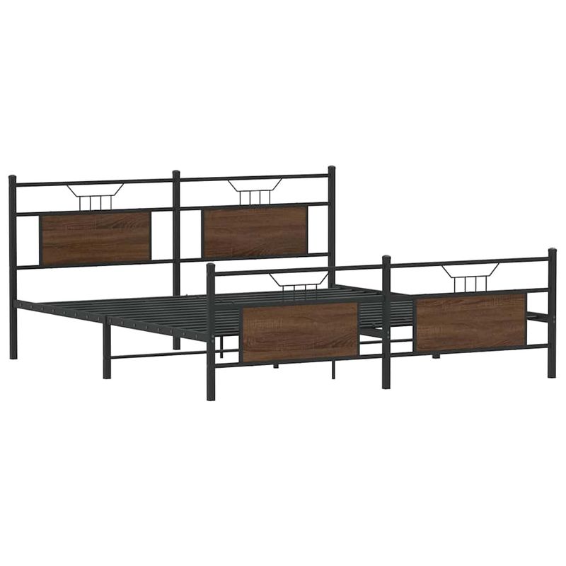 Casa si Gradina - Mobilier - Paturi si accesorii - Paturi - Cadru de pat metalic fara saltea, stejar maro, 183x213 cm - Infinity.ro