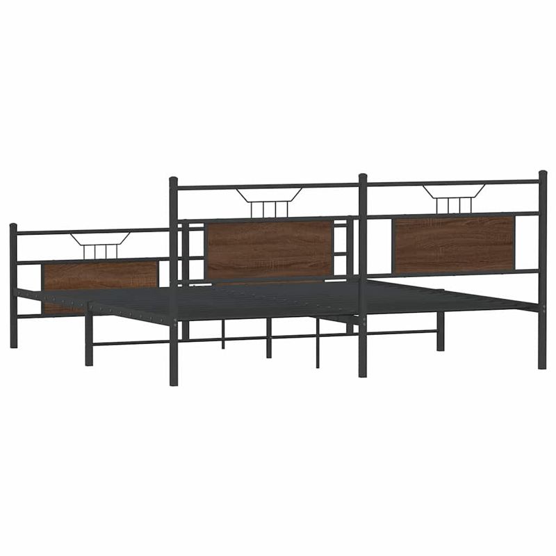 Casa si Gradina - Mobilier - Paturi si accesorii - Paturi - Cadru de pat metalic fara saltea, stejar maro, 183x213 cm - Infinity.ro