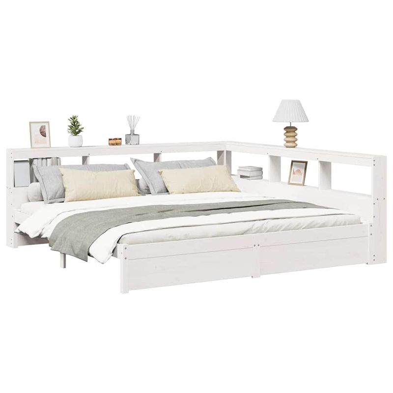 Casa si Gradina - Mobilier - Paturi si accesorii - Paturi - Pat cu biblioteca fara saltea, 160x200 cm, lemn masiv de pin - Infinity.ro