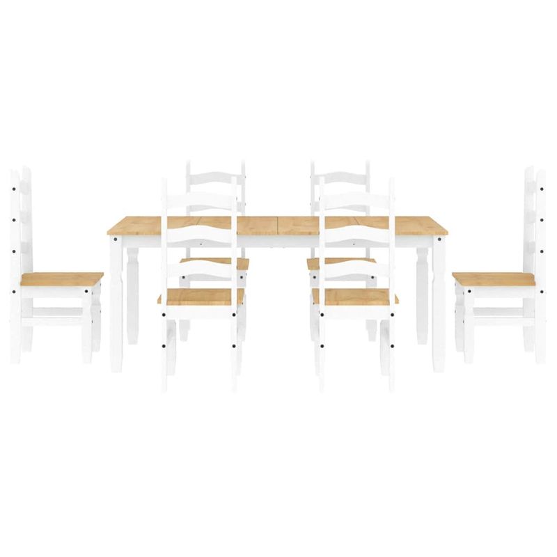 Casa si Gradina - Mobilier - Seturi de mobilier - Seturi mese si scaune - Set de sufragerie din 7 piese Panama din lemn masiv de pin alb - Infinity.ro