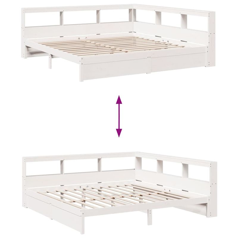 Casa si Gradina - Mobilier - Paturi si accesorii - Paturi - Pat cu biblioteca fara saltea, 160x200 cm, lemn masiv de pin - Infinity.ro