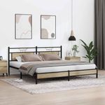 Casa si Gradina - Mobilier - Paturi si accesorii - Paturi - Cadru pat metalic fara saltea, stejar sonoma, 200x200 cm - Infinity.ro