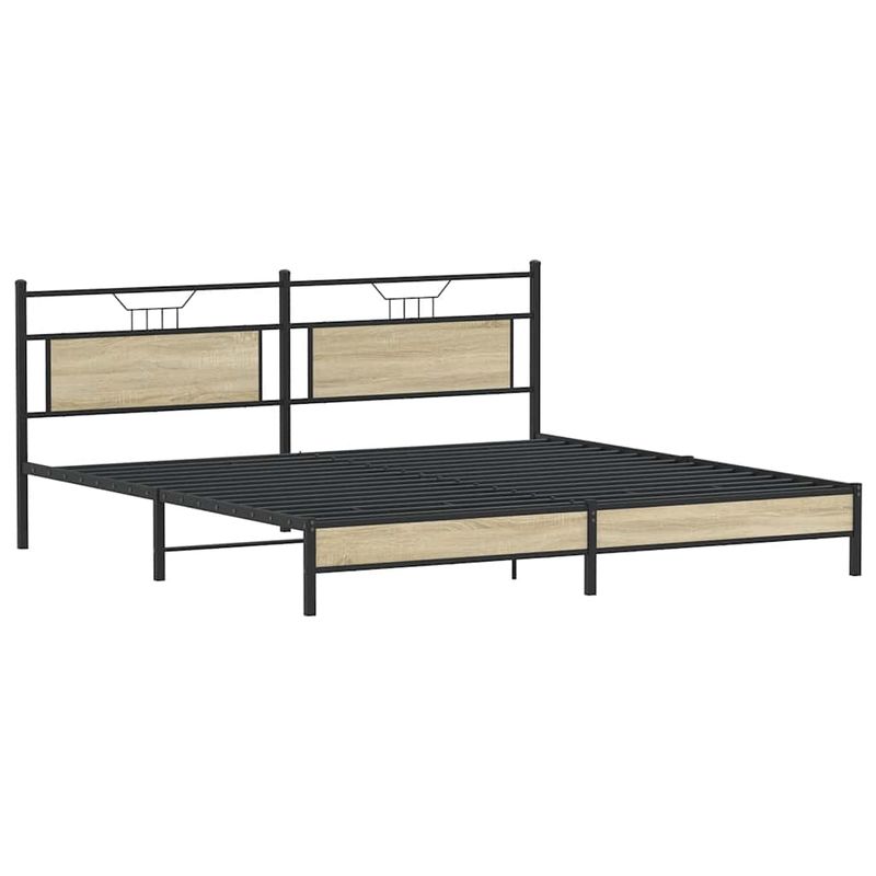 Casa si Gradina - Mobilier - Paturi si accesorii - Paturi - Cadru pat metalic fara saltea, stejar sonoma, 200x200 cm - Infinity.ro