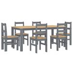 Casa si Gradina - Mobilier - Seturi de mobilier - Seturi mese si scaune - Set de sufragerie din 7 piese Panama din lemn masiv de pin gri - Infinity.ro