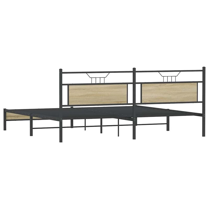 Casa si Gradina - Mobilier - Paturi si accesorii - Paturi - Cadru pat metalic fara saltea, stejar sonoma, 200x200 cm - Infinity.ro