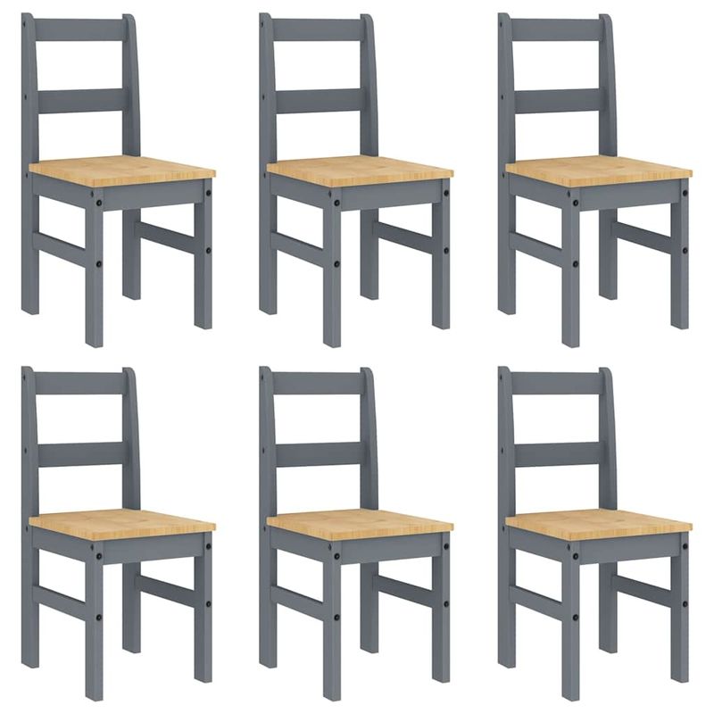Casa si Gradina - Mobilier - Seturi de mobilier - Seturi mese si scaune - Set de sufragerie din 7 piese Panama din lemn masiv de pin gri - Infinity.ro