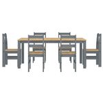 Casa si Gradina - Mobilier - Seturi de mobilier - Seturi mese si scaune - Set de sufragerie din 7 piese Panama din lemn masiv de pin gri - Infinity.ro