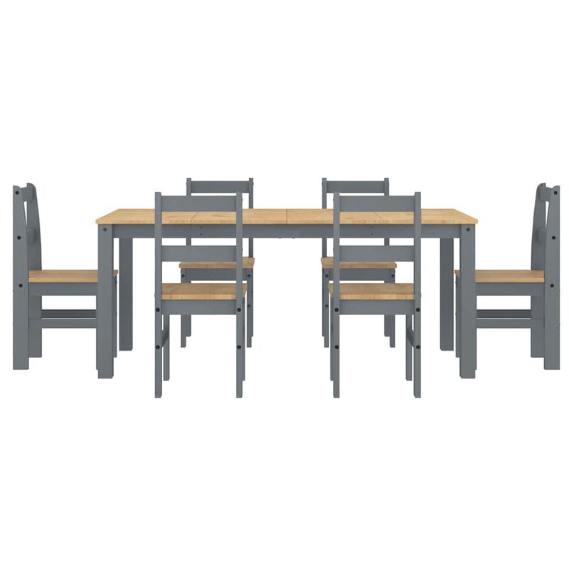 Casa si Gradina - Mobilier - Seturi de mobilier - Seturi mese si scaune - Set de sufragerie din 7 piese Panama din lemn masiv de pin gri - Infinity.ro