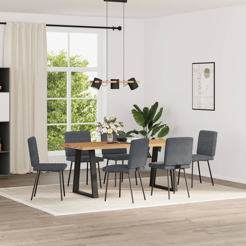 Casa si Gradina - Mobilier - Scaune si fotolii - Scaune - Scaune de bucatarie, 6 buc., gri inchis, catifea - Infinity.ro