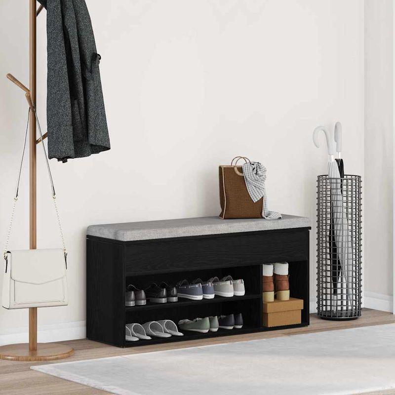 Casa si Gradina - Mobilier - Organizare si depozitare - Organizator incaltaminte - Banca de pantofi Stejar negru 102x30,5x45 cm Lemn prelucrat - Infinity.ro