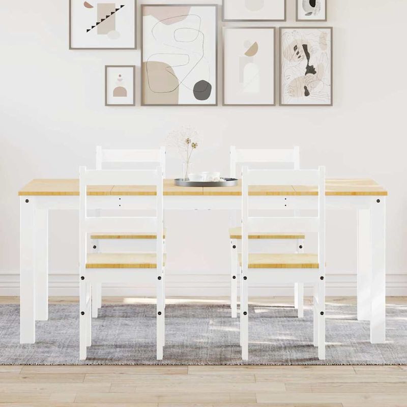 Casa si Gradina - Mobilier - Seturi de mobilier - Seturi mese si scaune - Set de sufragerie din 5 piese Panama din lemn masiv de pin alb - Infinity.ro