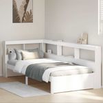 Casa si Gradina - Mobilier - Paturi si accesorii - Paturi - Pat cu biblioteca fara saltea, alb, 75x190 cm, lemn masiv pin - Infinity.ro