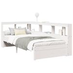 Casa si Gradina - Mobilier - Paturi si accesorii - Paturi - Pat cu biblioteca fara saltea, alb, 75x190 cm, lemn masiv pin - Infinity.ro