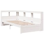 Casa si Gradina - Mobilier - Paturi si accesorii - Paturi - Pat cu biblioteca fara saltea, alb, 75x190 cm, lemn masiv pin - Infinity.ro