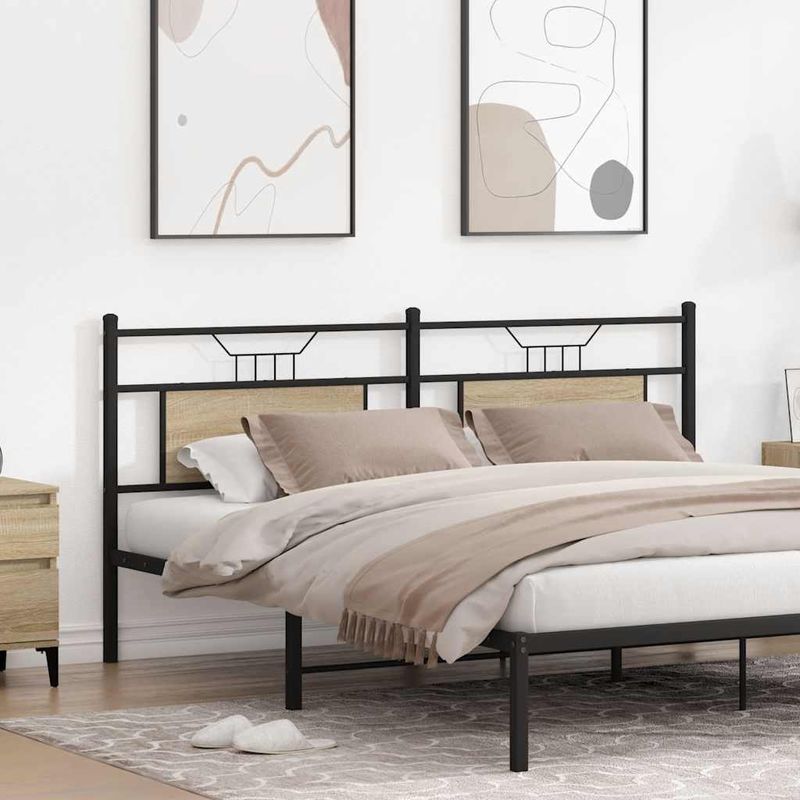Casa si Gradina - Mobilier - Paturi si accesorii - Accesorii paturi - Tablie de pat din Stejar Sonoma 160 cm Lemn prelucrat si otel - Infinity.ro