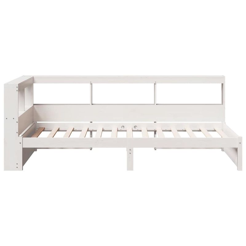 Casa si Gradina - Mobilier - Paturi si accesorii - Paturi - Pat cu biblioteca fara saltea, alb, 75x190 cm, lemn masiv pin - Infinity.ro