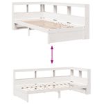 Casa si Gradina - Mobilier - Paturi si accesorii - Paturi - Pat cu biblioteca fara saltea, alb, 75x190 cm, lemn masiv pin - Infinity.ro