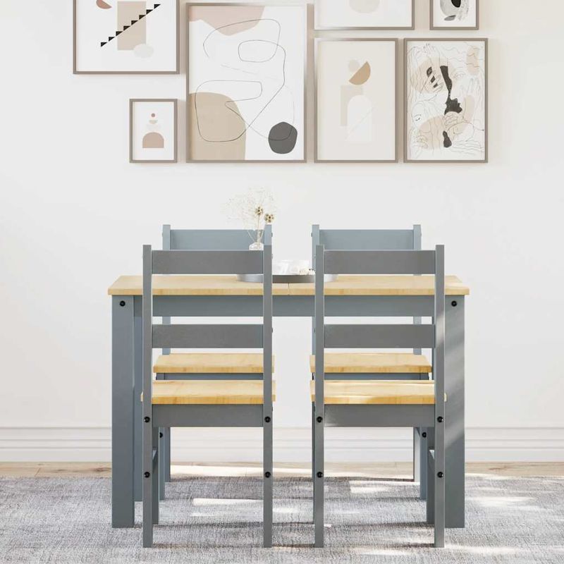 Casa si Gradina - Mobilier - Seturi de mobilier - Seturi mese si scaune - Set de sufragerie din 5 piese Panama din lemn masiv de pin gri - Infinity.ro